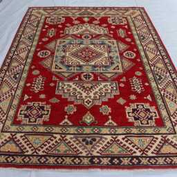 5'2x6'10 Ft Afghan Kazak Hand Knotted Area Rug - New Luxury Rug Medallion Turkish Geometric Rug, For Livingroom - thumbnail 2