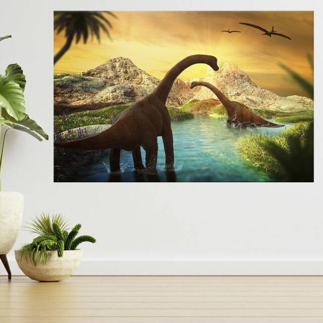 Landscape With Dinosaur Mountains 3D View Wall Sticker Poster Decal A907 - image 1