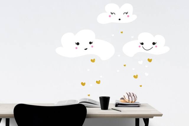 Wall Sticker - Clouds Hearts Children's Room - image 1