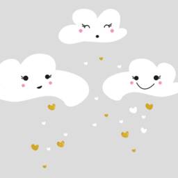 Wall Sticker - Clouds Hearts Children's Room - thumbnail 2