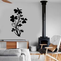 Wall Vinyl Decal Floral Ornament Clover Plant Flower Shamrock Symbol Modern Abstract Home Art Decor - #1237Di - thumbnail 3