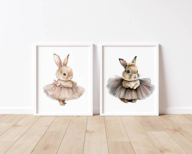 Cute Bunny in Tutu - Ballerina Bunny Rabbit Pretty Bunnies Nursery Children's Bedroom Print Easter Ballet - image 1