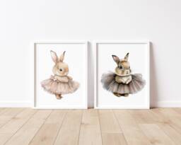 Cute Bunny in Tutu - Ballerina Bunny Rabbit Pretty Bunnies Nursery Children's Bedroom Print Easter Ballet - thumbnail 1
