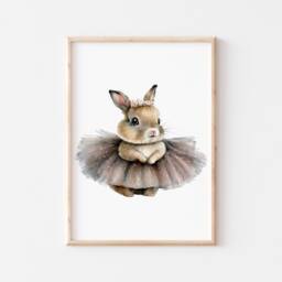 Cute Bunny in Tutu - Ballerina Bunny Rabbit Pretty Bunnies Nursery Children's Bedroom Print Easter Ballet - thumbnail 2