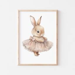 Cute Bunny in Tutu - Ballerina Bunny Rabbit Pretty Bunnies Nursery Children's Bedroom Print Easter Ballet - thumbnail 3