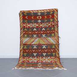 Handmade Berber Rug Vintage Moroccan Wool Carpet - 8x4.5 Ft - thumbnail 1