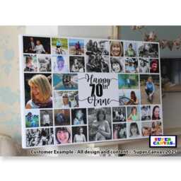 Happy 70Th Birthday Grandad Mum Dad Nana Sister Friend Brother Personalised Framed Photo Party Board Collage Canvas Print Gift - thumbnail 1
