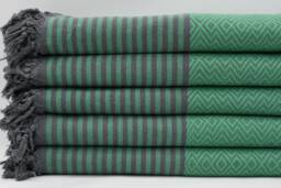 "Green Diamond Blanket, Turkish Throw, Handmade Blanket, Beach Throw, 79""x103" - thumbnail 1