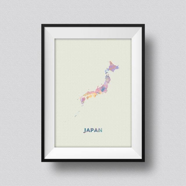 Japan Watercolor Map Art Print Ink Splash Poster Canvas