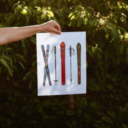 Nordic Skis Art Print Minimalist Cabin Decor - thumbnail 2
