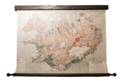Vintage Iceland Map Art Print Birch Wood Frame, Detailed Canvas - thumbnail 1