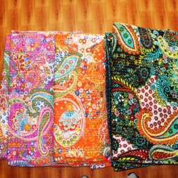 Handmade Paisley Printed Kantha Quilt Lot Of 3 Quilt, Bedspread - thumbnail 2