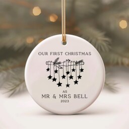Personalised Couple First Christmas Married Ornament - Our 1St Xmas As Wedding Gift Branch With Stars - thumbnail 1
