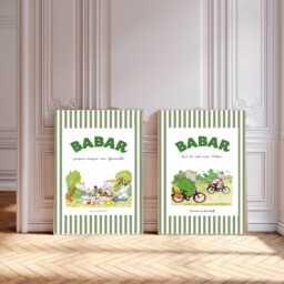 Set Of Two Babar Prints, Yoga Wall Art, Print Set, Nursery Kids Art Nursery Decor Art Prints - thumbnail 1
