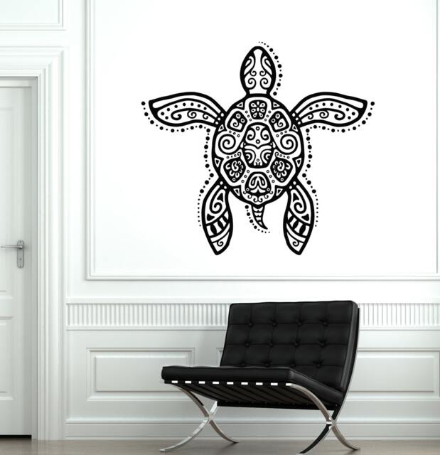 Wall Vinyl Turtle Sea River Ocean Tribal Ornament Mural Decal Sticker 1761Dz - image 1