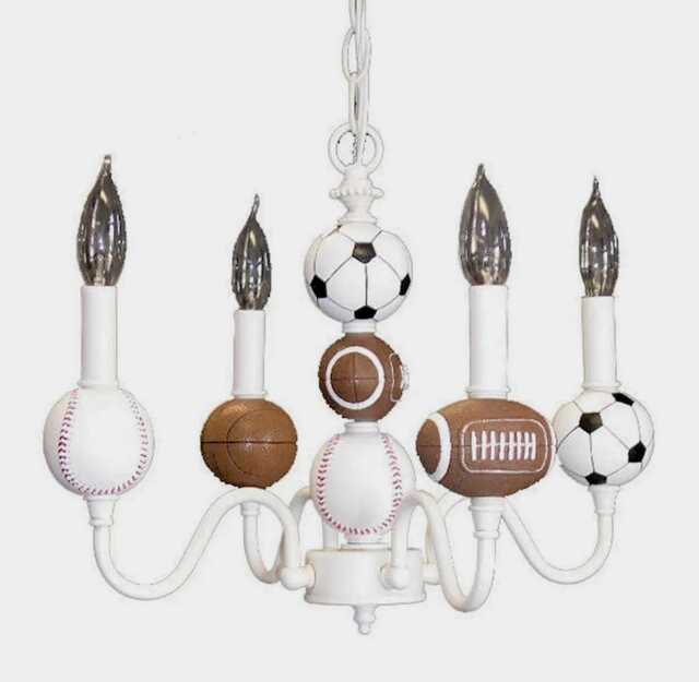 All Sport Custom 4 Light Chandelier For Boys Bedroom, Nursery Or Playroom With Without Shades - image 1