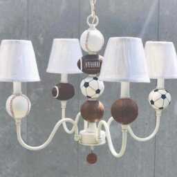 All Sport Custom 4 Light Chandelier For Boys Bedroom, Nursery Or Playroom With Without Shades - thumbnail 2