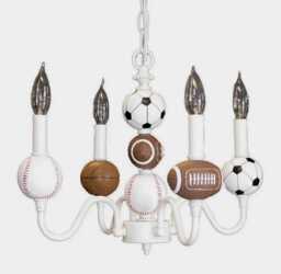 All Sport Custom 4 Light Chandelier For Boys Bedroom, Nursery Or Playroom With Without Shades