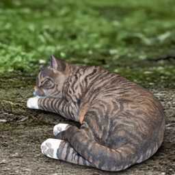 Sleeping Cat Statue Concrete Kitten Figurine Cement Kitty Sculpture Outdoor Animal Decoration Memorial Ornament Garden Pet Decor Gift - thumbnail 3