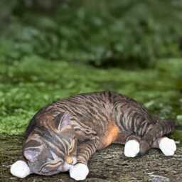 Sleeping Cat Statue Concrete Kitten Figurine Cement Kitty Sculpture Outdoor Animal Decoration Memorial Ornament Garden Pet Decor Gift - thumbnail 2