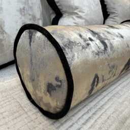 "Black - Metallic Gold Luxury Bolster Cushion Piped Pillow 16""x6" - thumbnail 4