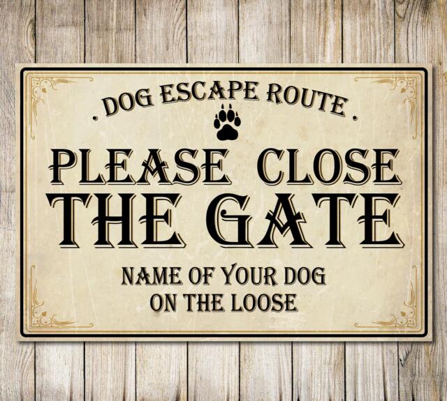 Personalised Please Close The Gate Sign Dog Warning Metal Wall Door Decor Garden Plaque - image 1