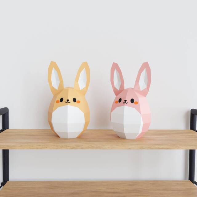 Easter Egg Rabbit, Bunny Papercraft 3D Model, Easter Egg Decor - image 1