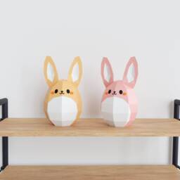 Easter Egg Rabbit, Bunny Papercraft 3D Model, Easter Egg Decor - thumbnail 1