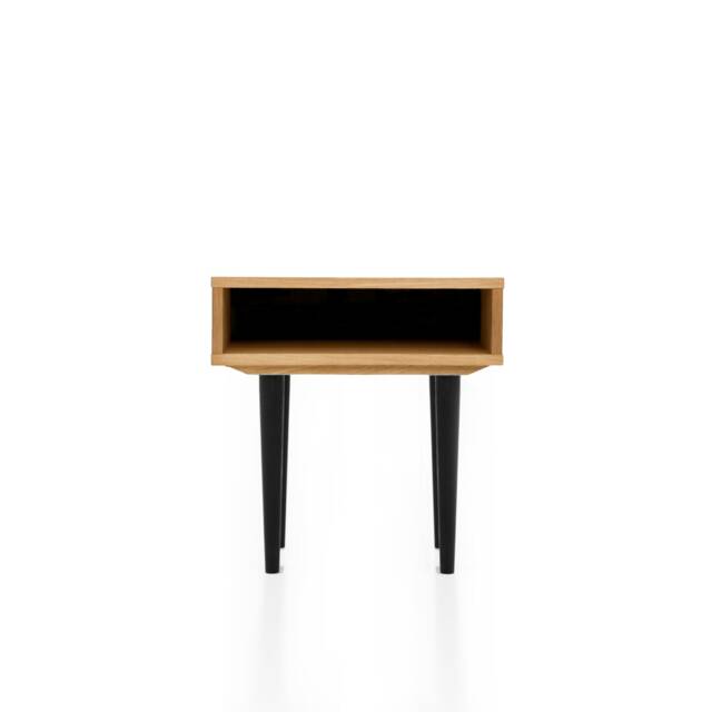 Nightstand With Open Shelf in Mid-Century Modern Style Made Of Oak Vaneer - Livlo D-P05 - image 1
