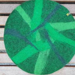 Handfelted Seat Cushion Abstract, Green - thumbnail 3