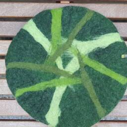 Handfelted Seat Cushion Abstract, Green - thumbnail 2
