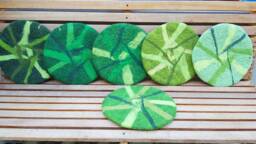 Handfelted Seat Cushion Abstract, Green