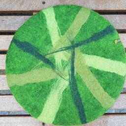 Handfelted Seat Cushion Abstract, Green - thumbnail 4