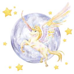 Mythical Unicorn, Moon & Stars Wall Sticker, Unicorn Decal, Room Decor, Unicorn Sticker - thumbnail 2