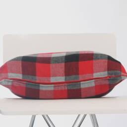 Plaid Pillow Cover With Piping Trim/Red Gray Fall Decor Throw Farmhouse Cushion Cover/Dorm - thumbnail 2