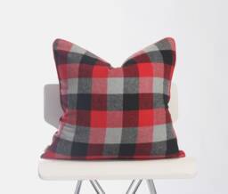 Plaid Pillow Cover With Piping Trim/Red Gray Fall Decor Throw Farmhouse Cushion Cover/Dorm