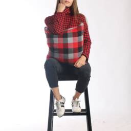 Plaid Pillow Cover With Piping Trim/Red Gray Fall Decor Throw Farmhouse Cushion Cover/Dorm - thumbnail 4