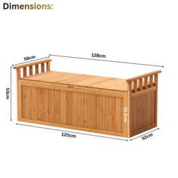 Wooden Storage Bench Large Fir Wood Deck Box, Patio Garden Seating Bench - thumbnail 4