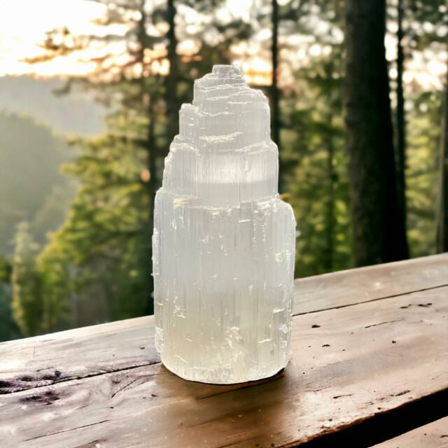 Selenite Mountain Lamp Hand Carved Crystal Night Light With Led - image 1