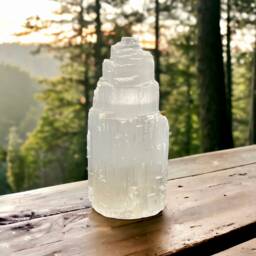 Selenite Mountain Lamp Hand Carved Crystal Night Light With Led - thumbnail 1