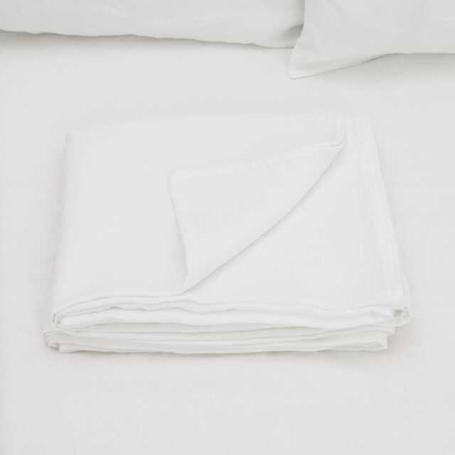 White Flat Linen Bed Sheet in King, Queen, Single, Twin & Other Custom Sizes, Stone Washed Soft Natural Organic Cover - image 1