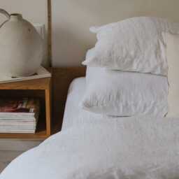 White Flat Linen Bed Sheet in King, Queen, Single, Twin & Other Custom Sizes, Stone Washed Soft Natural Organic Cover - thumbnail 4