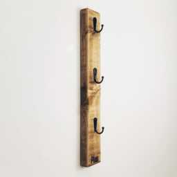 Wooden Vertical Key Holder, Rustic Slim Rack, Hallway Wall Mounted Narrow Hanger, Office Hook Storage & Organiser - thumbnail 4