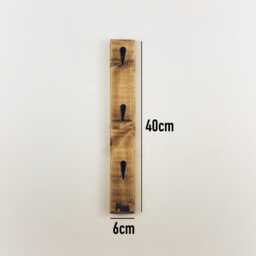 Wooden Vertical Key Holder, Rustic Slim Rack, Hallway Wall Mounted Narrow Hanger, Office Hook Storage & Organiser - thumbnail 3