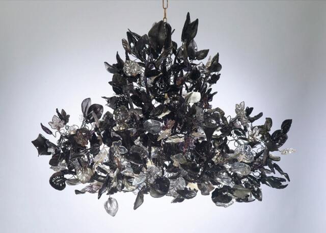 Royal Chandeliers Lighting With Black Leaves & Flowers, Elegant Black Hanging Chandeliers - image 1
