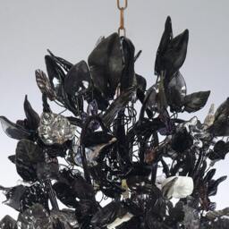Royal Chandeliers Lighting With Black Leaves & Flowers, Elegant Black Hanging Chandeliers - thumbnail 2
