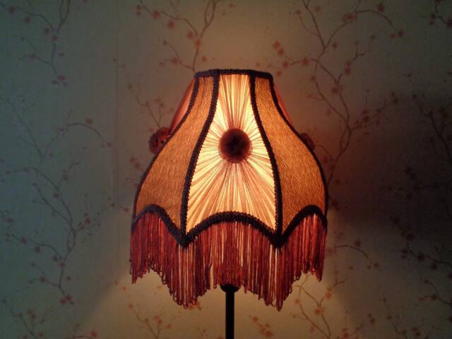 Handcrafted Chiffon Lampshade Lilac Purple Victorian Table Lamp - image 1