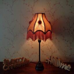 Handcrafted Chiffon Lampshade Lilac Purple Victorian Table Lamp - thumbnail 2