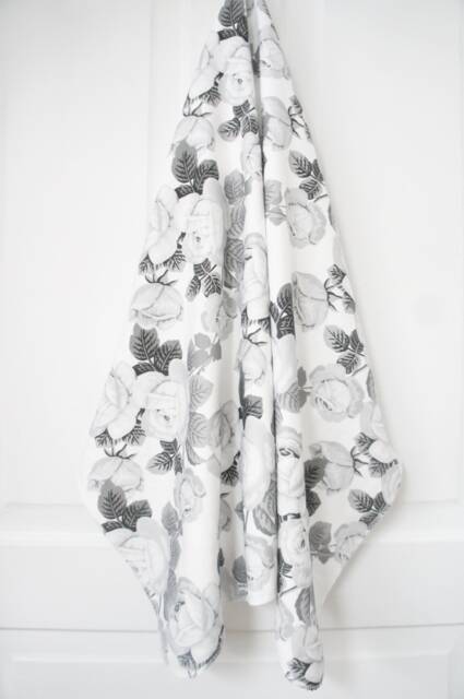 Organic Cotton Floral Baby Blanket - Monochrome Swaddle - image 1