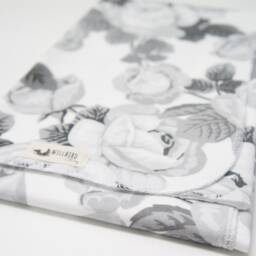 Organic Cotton Floral Baby Blanket - Monochrome Swaddle - thumbnail 3